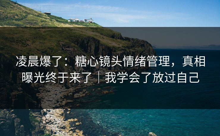 凌晨爆了:糖心镜头情绪管理,真相曝光终于来了|我学会了放过自己 凌晨爆了:糖心镜头情绪管理,真相曝光终于来了|我学会了放过自己