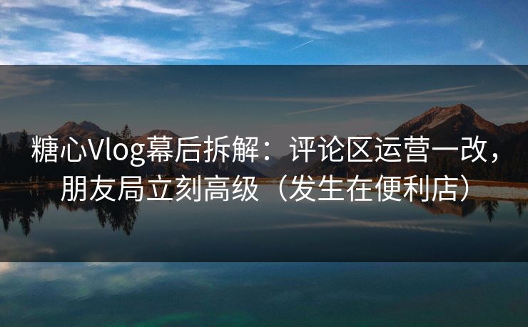 糖心Vlog幕后拆解：评论区运营一改，朋友局立刻高级（发生在便利店）