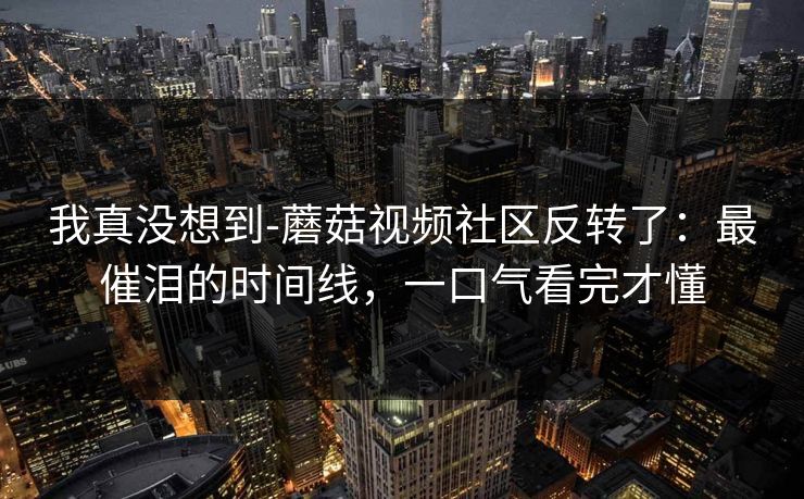 我真没想到-蘑菇视频社区反转了：最催泪的时间线，一口气看完才懂