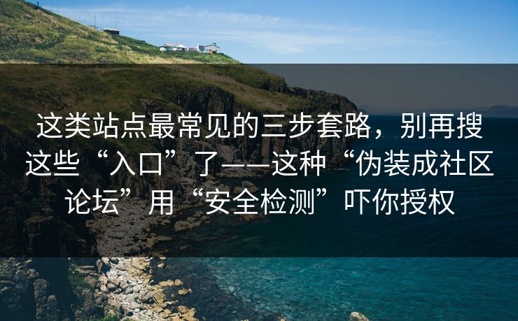 这类站点最常见的三步套路，别再搜这些“入口”了——这种“伪装成社区论坛”用“安全检测”吓你授权
