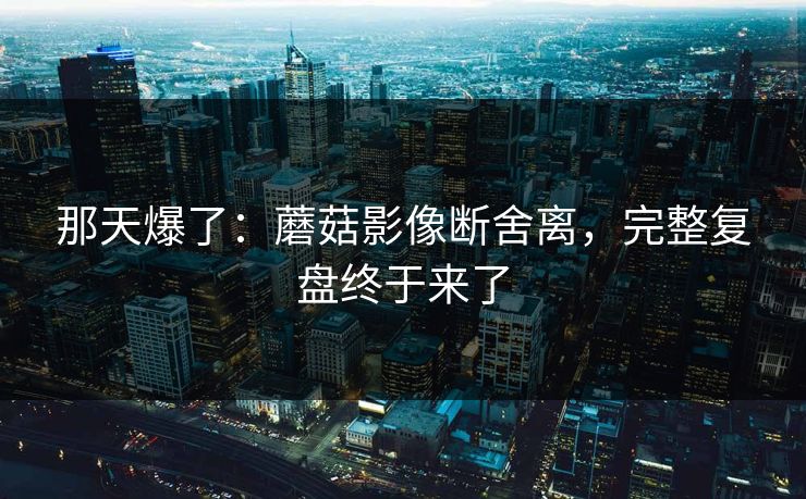 那天爆了:蘑菇影像断舍离,完整复盘终于来了 那天爆了:蘑菇影像断舍离,完整复盘终于来了