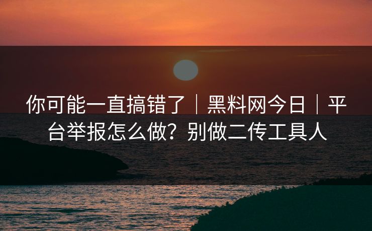 你可能一直搞错了|黑料网今日|平台举报怎么做?别做二传工具人 你可能一直搞错了|黑料网今日|平台举报怎么做?别做二传工具人